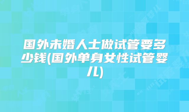 国外未婚人士做试管要多少钱(国外单身女性试管婴儿)