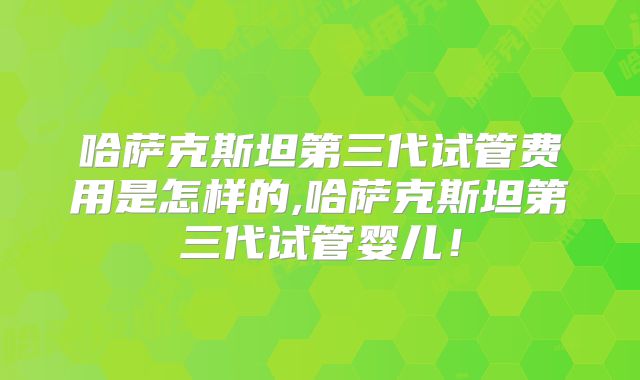 哈萨克斯坦第三代试管费用是怎样的,哈萨克斯坦第三代试管婴儿!