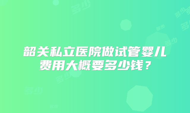 韶关私立医院做试管婴儿费用大概要多少钱?