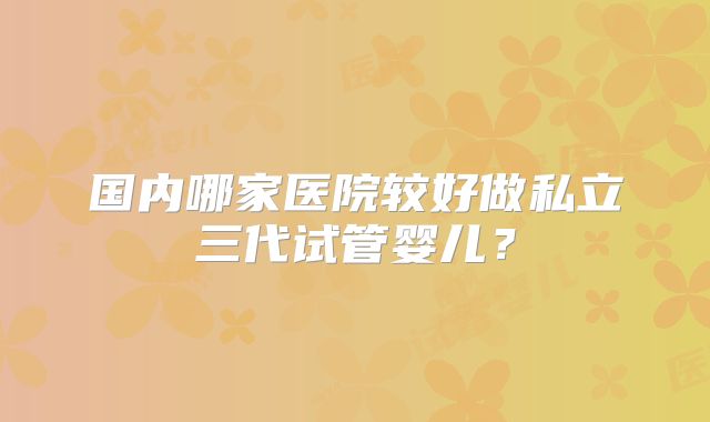 国内哪家医院较好做私立三代试管婴儿？