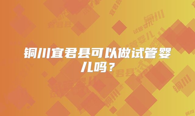 铜川宜君县可以做试管婴儿吗？