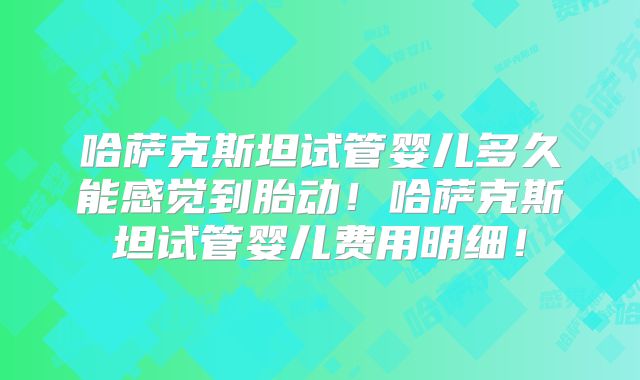 哈萨克斯坦试管婴儿多久能感觉到胎动!哈萨克斯坦试管婴儿费用明细!