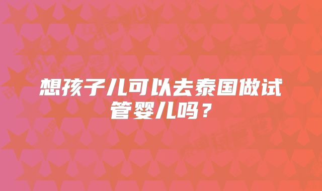 想孩子儿可以去泰国做试管婴儿吗？