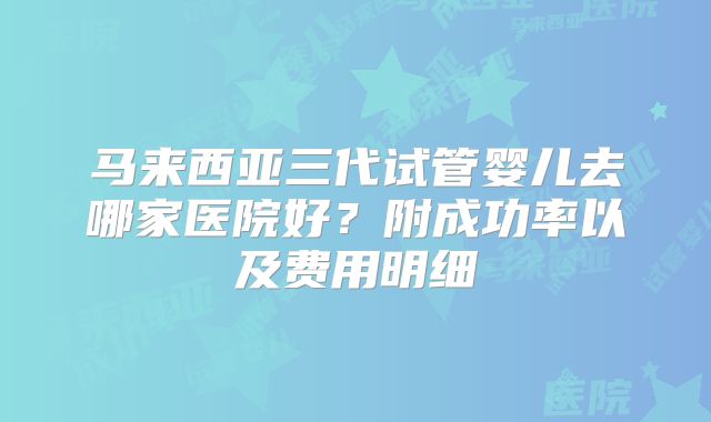 马来西亚三代试管婴儿去哪家医院好？附成功率以及费用明细