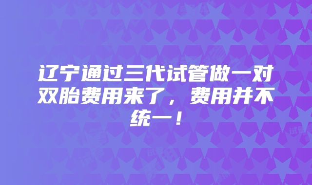 辽宁通过三代试管做一对双胎费用来了，费用并不统一！