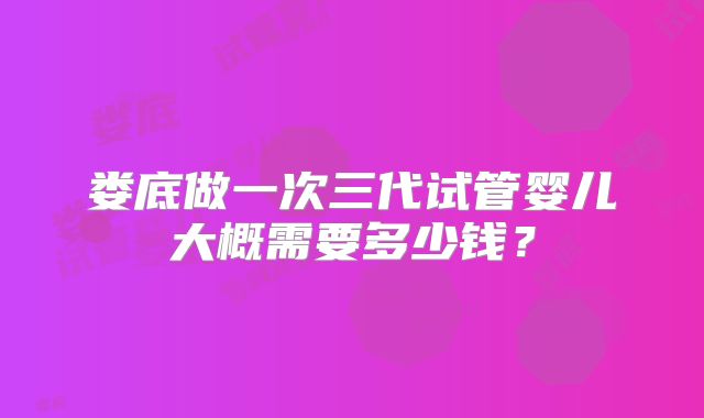 娄底做一次三代试管婴儿大概需要多少钱？