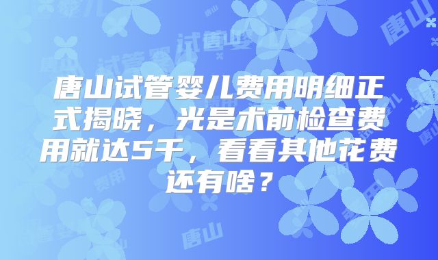 唐山试管婴儿费用明细正式揭晓,光是术前检查费用就达5千,看看其他花费还有啥?
