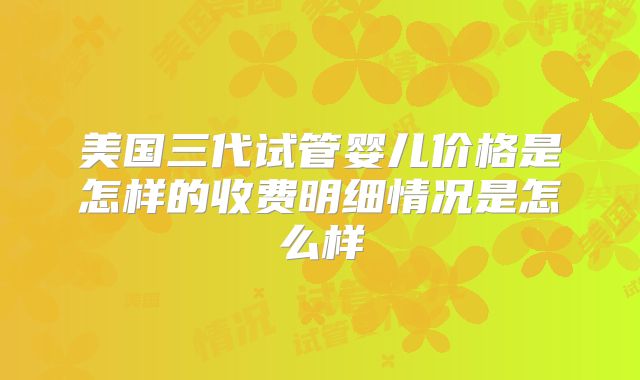 美国三代试管婴儿价格是怎样的收费明细情况是怎么样