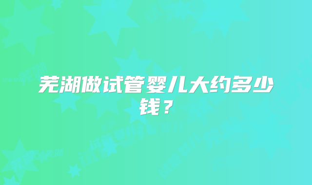 芜湖做试管婴儿大约多少钱？