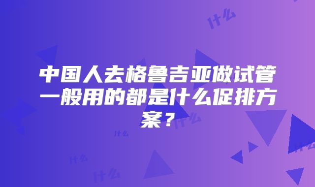 中国人去格鲁吉亚做试管一般用的都是什么促排方案？