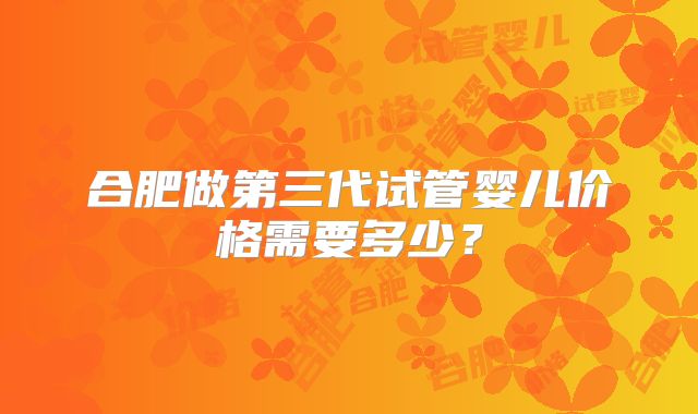 合肥做第三代试管婴儿价格需要多少？