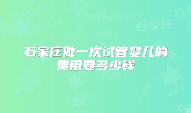 石家庄做一次试管婴儿的费用要多少钱
