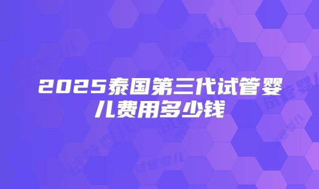 2025泰国第三代试管婴儿费用多少钱