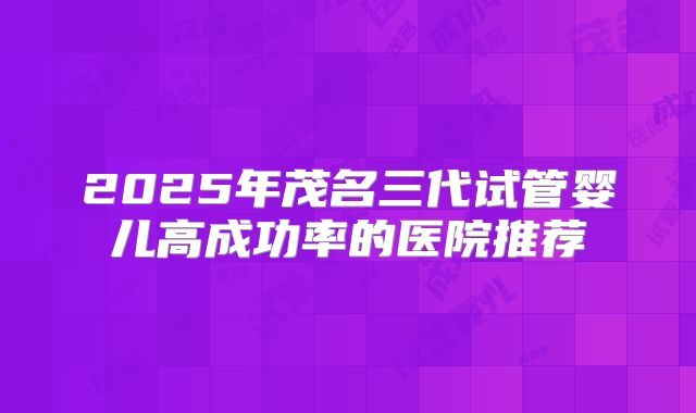 2025年茂名三代试管婴儿高成功率的医院推荐