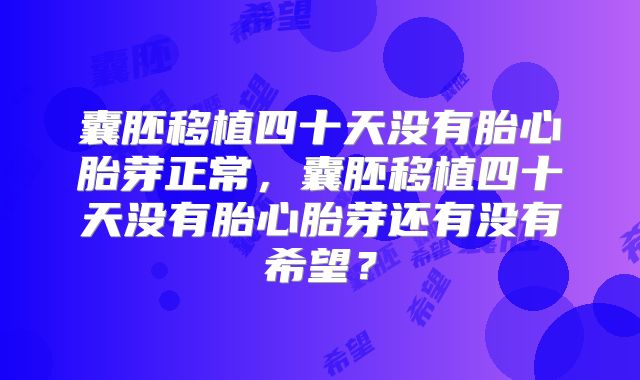 囊胚移植四十天没有胎心胎芽正常，囊胚移植四十天没有胎心胎芽还有没有希望？