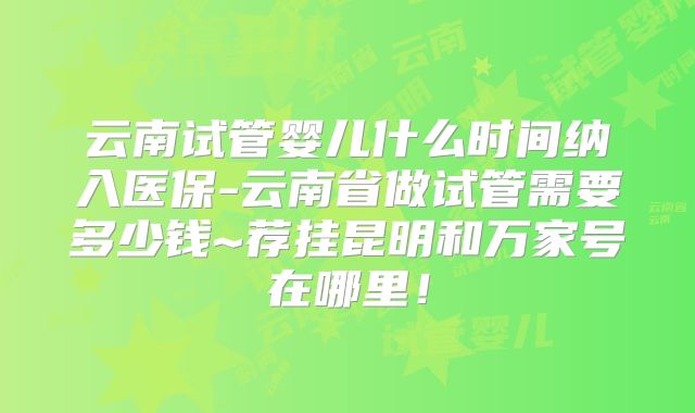 云南试管婴儿什么时间纳入医保-云南省做试管需要多少钱~荐挂昆明和万家号在哪里!