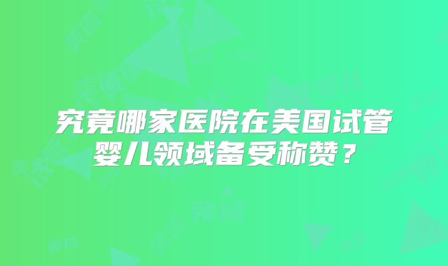 究竟哪家医院在美国试管婴儿领域备受称赞？