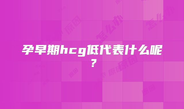 孕早期hcg低代表什么呢？