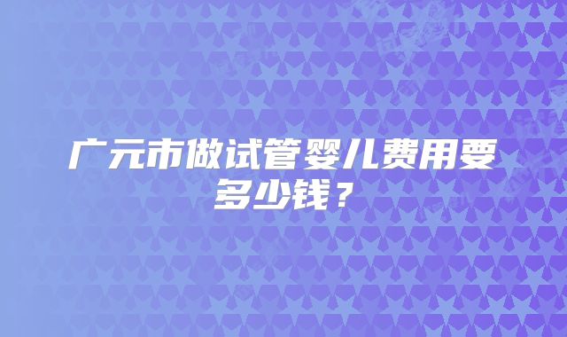 广元市做试管婴儿费用要多少钱？