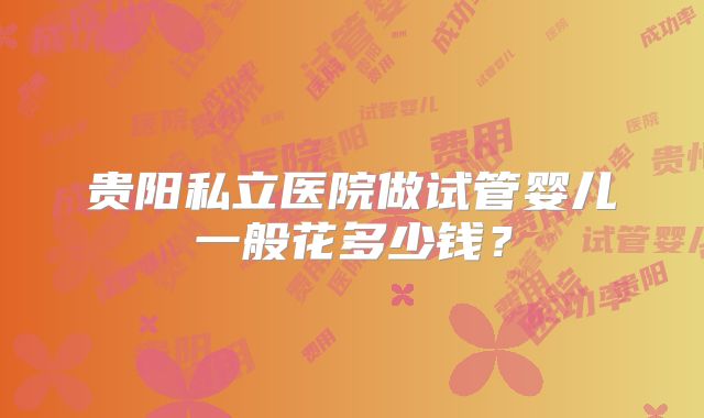 贵阳私立医院做试管婴儿一般花多少钱？