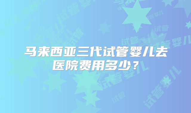 马来西亚三代试管婴儿去医院费用多少？