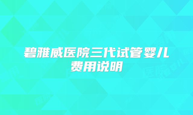 碧雅威医院三代试管婴儿费用说明