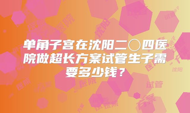 单角子宫在沈阳二〇四医院做超长方案试管生子需要多少钱？