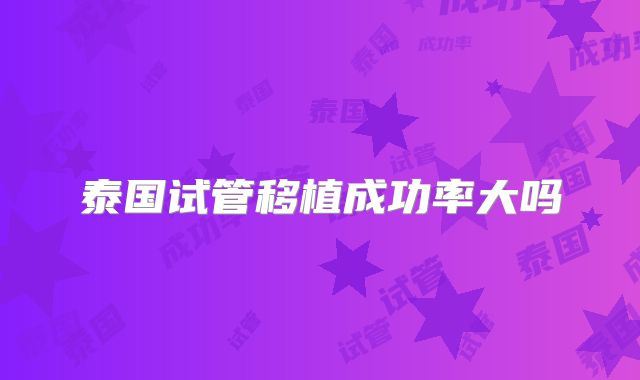 泰国试管移植成功率大吗