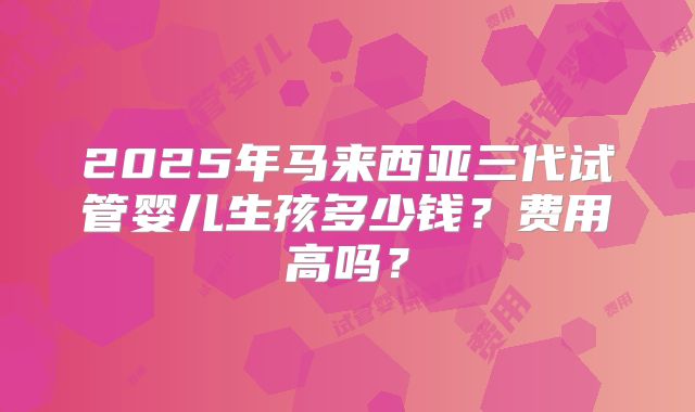 2025年马来西亚三代试管婴儿生孩多少钱？费用高吗？