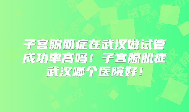 子宫腺肌症在武汉做试管成功率高吗！子宫腺肌症武汉哪个医院好！