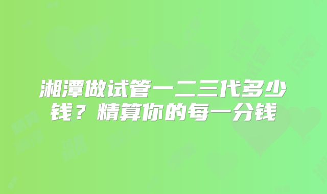 湘潭做试管一二三代多少钱？精算你的每一分钱