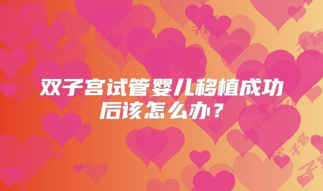 双子宫试管婴儿移植成功后该怎么办？