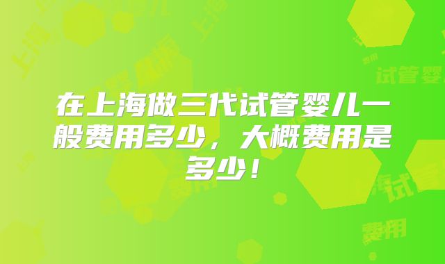 在上海做三代试管婴儿一般费用多少，大概费用是多少！