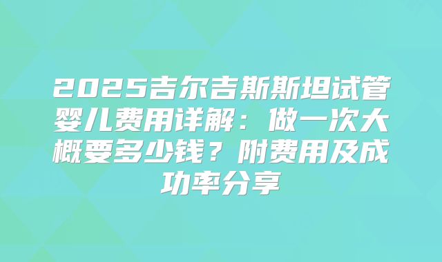 2025吉尔吉斯斯坦试管婴儿费用详解：做一次大概要多少钱？附费用及成功率分享