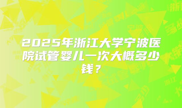 2025年浙江大学宁波医院试管婴儿一次大概多少钱？