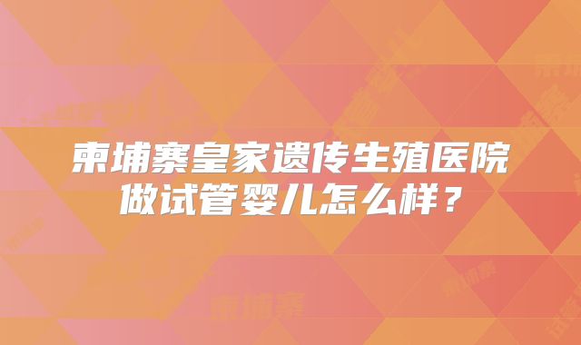 柬埔寨皇家遗传生殖医院做试管婴儿怎么样？