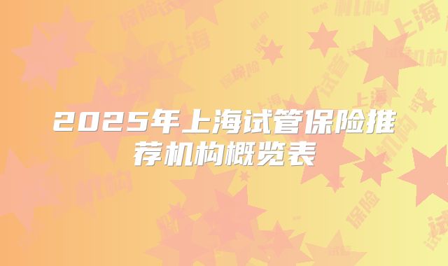 2025年上海试管保险推荐机构概览表