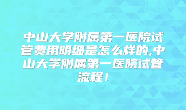 中山大学附属第一医院试管费用明细是怎么样的,中山大学附属第一医院试管流程!