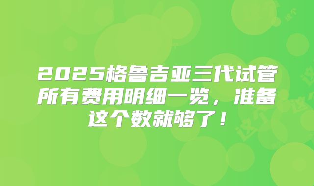 2025格鲁吉亚三代试管所有费用明细一览，准备这个数就够了！