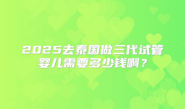 2025去泰国做三代试管婴儿需要多少钱啊？