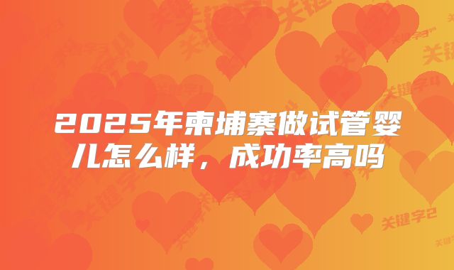 2025年柬埔寨做试管婴儿怎么样,成功率高吗