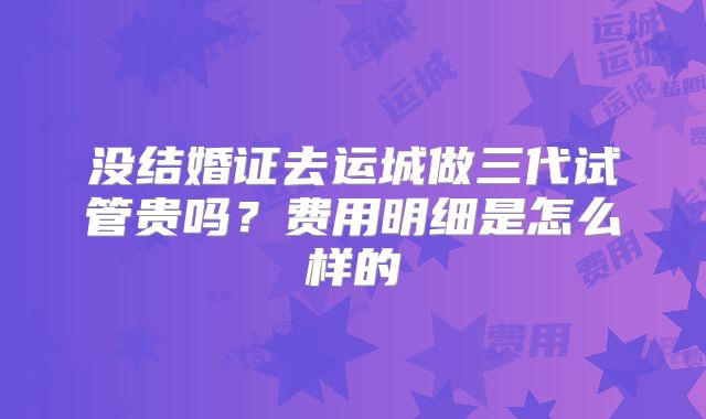 没结婚证去运城做三代试管贵吗？费用明细是怎么样的