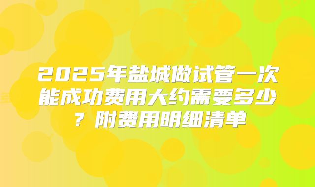 2025年盐城做试管一次能成功费用大约需要多少?附费用明细清单
