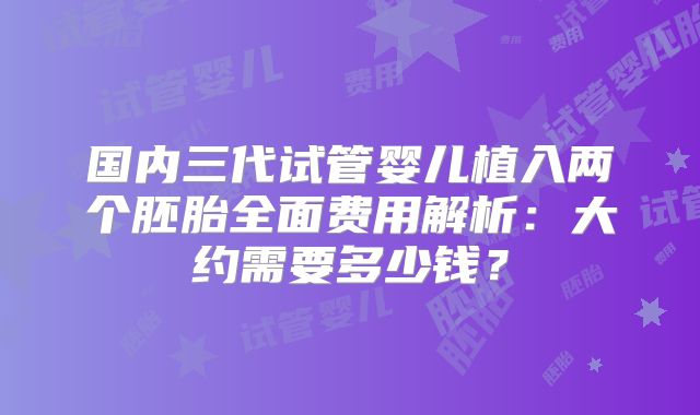 国内三代试管婴儿植入两个胚胎全面费用解析:大约需要多少钱?