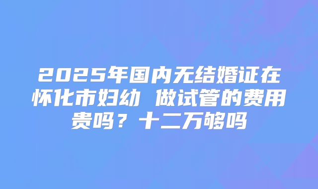 2025年国内无结婚证在怀化市妇幼 做试管的费用贵吗?十二万够吗