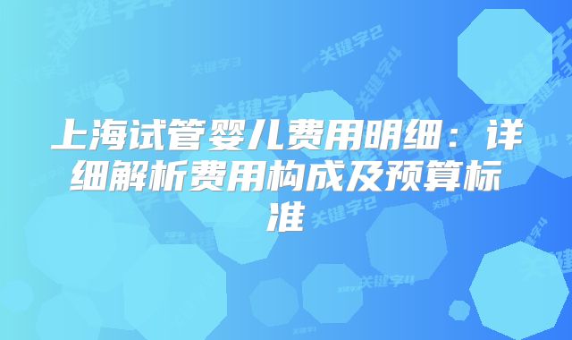 上海试管婴儿费用明细：详细解析费用构成及预算标准