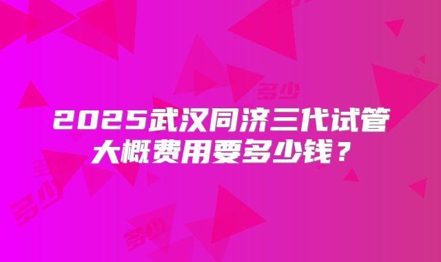 2025武汉同济三代试管大概费用要多少钱？