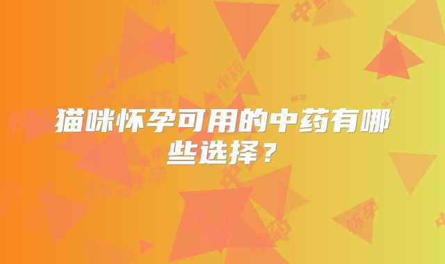 猫咪怀孕可用的中药有哪些选择?