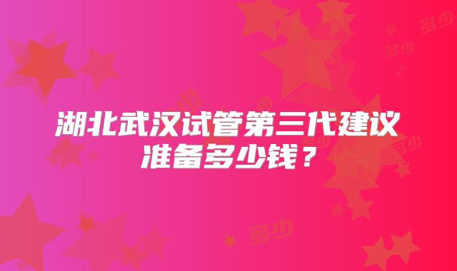 湖北武汉试管第三代建议准备多少钱?