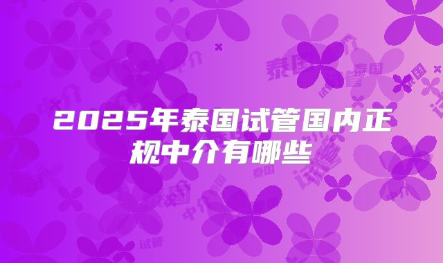 2025年泰国试管国内正规中介有哪些
